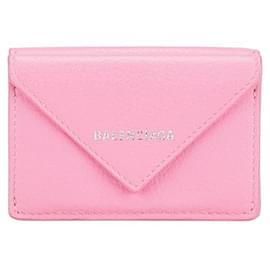 Balenciaga-Balenciaga Leather Paper Mini Wallet-Pink