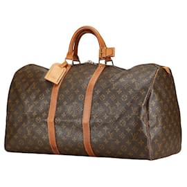 Louis Vuitton-Louis Vuitton Monogram Keepall 55 Travel Bag M41424-Brown