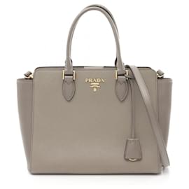Prada-Prada Saffiano Leather Handbag 1BA189-Grey