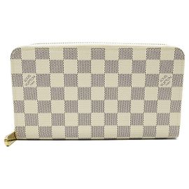 Louis Vuitton Damier Azur Leather Zippy Organizer Wallet White