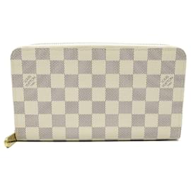 Louis Vuitton-Louis Vuitton Damier Azur Leather Zippy Organizer Wallet-White