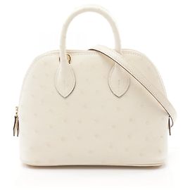 Hermès Sac à main mini en autruche Hermes Bolide 1923 Blanc