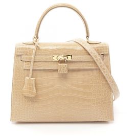Hermès Hermes Kelly 25 Alligator Handbag Beige Beige