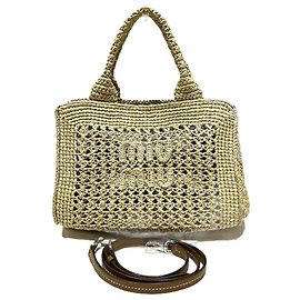 Miu Miu Arcadie Crochet Raffia Bag Beige