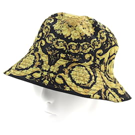 Versace-Versace Nylon Reversible Bucket Hat Black Yellow-Other