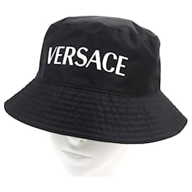 Versace-Versace Nylon Reversible Bucket Hat Black Yellow-Other