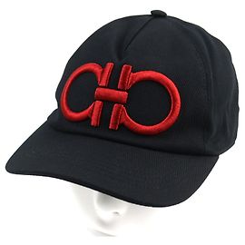 Cappellino da baseball nero e rosso con logo Gancini di Salvatore Ferragamo Altro