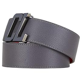 Christian Louboutin-Christian Louboutin Leather Belt Gray Red-Grey