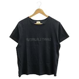 T-shirt en coton avec logo inversé Yves Saint Laurent Bleu Marine