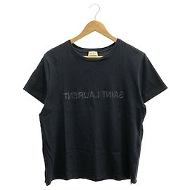 Yves Saint Laurent Reverse Logo Cotton T-Shirt Navy blue
