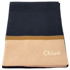 Chloé Chloe Wool Kids Scarf Navy Navy blue