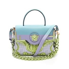 Versace-Versace La Medusa Leather Handbag-Blue