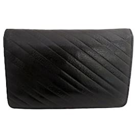 Balenciaga-Balenciaga Leather Chain Wallet Shoulder Bag-Black