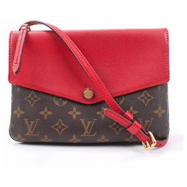 Louis Vuitton borsa a tracolla Twice marrone rossa tela Marrone Rosso