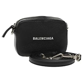 Balenciaga-Sac à épaule mini Cash en cuir noir et argent BALENCIAGA 640539 Auth bs19961-Noir,Argenté