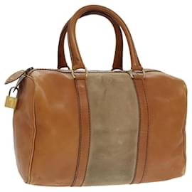 Christian Dior-Christian Dior Boston Bag Leather Suede Brown Beige Auth ti2421-Brown,Beige