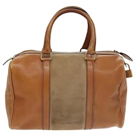 Christian Dior-Christian Dior Boston Bag Leather Suede Brown Beige Auth ti2421-Brown,Beige