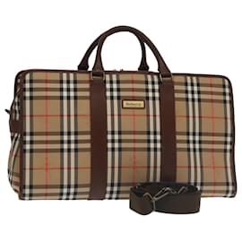 Autre Marque-Burberrys Nova Check Boston Bag Canvas 2way Beige Brown Auth ep6462-Brown,Beige