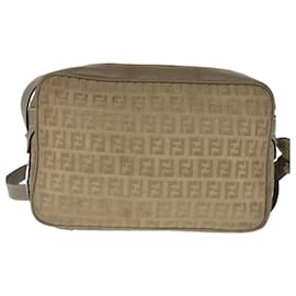 Fendi-FENDI Zucchino Canvas Shoulder Bag Canvas Brown Auth ti2303-Brown