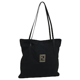 Fendi-FENDI Zucca Canvas Tote Bag Nylon Leather Black Silver Auth bs20292-Black,Silvery
