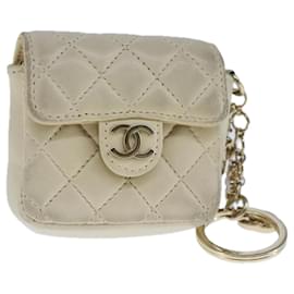 Chanel-CHANEL Mini Mini Matelasse Charm Lamb Skin Beige CC Auth bs20245-Beige