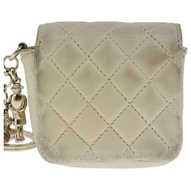Chanel-CHANEL Mini Mini Matelasse Charm Lamb Skin Beige CC Auth bs20245-Beige