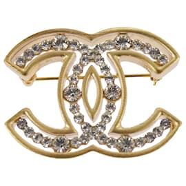 Chanel-CHANEL Brooch metal Gold Tone CC Auth 101302A-Other