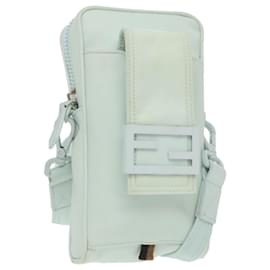 Fendi-FENDI Shoulder Bag Nylon Light Blue Silver Auth bs19694-Silvery,Light blue