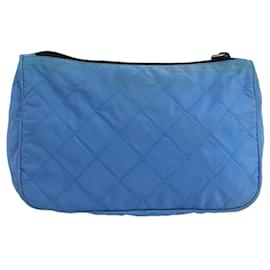 Prada-PRADA Pouch Nylon Blue Silver Auth 92173-Silvery,Blue