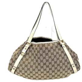 Gucci-Gucci Abby 130736 GG Canvas Tote Bag-Beige