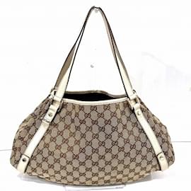 Gucci-Gucci Abby 130736 GG Canvas Tote Bag-Beige