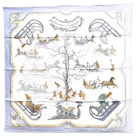 Hermès-Hermes Carré 90 Traineaux et glifsades Scarf-Light blue