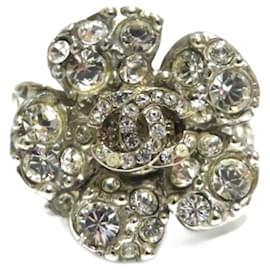 Chanel-Chanel Flower Motif Band Ring-Silvery