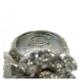Chanel-Chanel Flower Motif Band Ring-Silvery