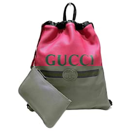 Gucci-Gucci Pink Leather Drawstring Backpack-Pink