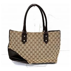 Gucci-Gucci Horsebit 137385 GG Canvas Tote Bag-Brown