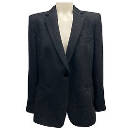 Giorgio Armani Schwarze 2009 Shimmer Ein-Knopf-Wolljacke Schwarz
