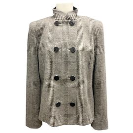 Chaqueta de lana de cuadros houndstooth topo Giorgio Armani Beige
