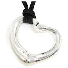 Tiffany & Co-Tiffany Heart Silver Cord Necklace with Diamond-Other
