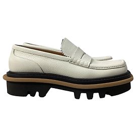 Mocasines Penny de cuero blanco Dries Van Noten Blanco Crudo