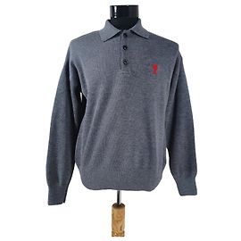 Pull polo en laine Ami de Cœur gris Gris