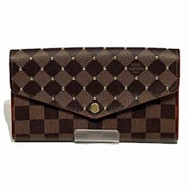 Louis Vuitton-Louis Vuitton Damier Portefeuille Sarah N60123 Studded Wallet-Brown