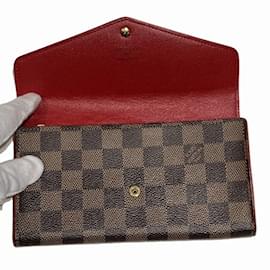 Louis Vuitton-Louis Vuitton Damier Portefeuille Sarah N60123 Studded Wallet-Brown