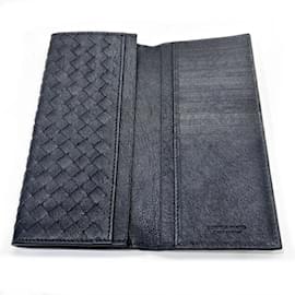 Bottega Veneta-Bottega Veneta Intrecciato Long Bill Wallet-Brown,Black