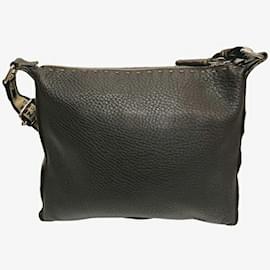Fendi-Sac à épaule en cuir Selleria de Fendi-Marron foncé