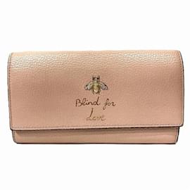 Gucci-Gucci Animalier Continental Bee Long Wallet-Pink