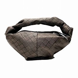 Borsa a mano in nylon jacquard con doppio nodo Bottega Veneta Marrone Nero