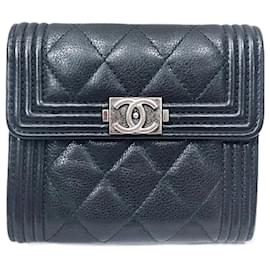Chanel-Chanel Boy Caviar Skin Tri-fold Wallet-Black