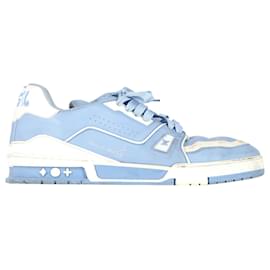 Louis Vuitton-Louis Vuitton LV Trainers inLight Blue Leather-Blue,Light blue