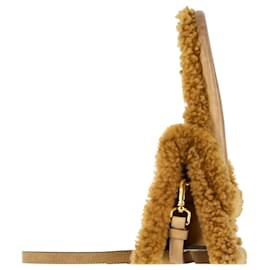 Jacquemus-Jacquemus Shearling Le Chiquito Mini Bag in Brown Suede-Brown,Red